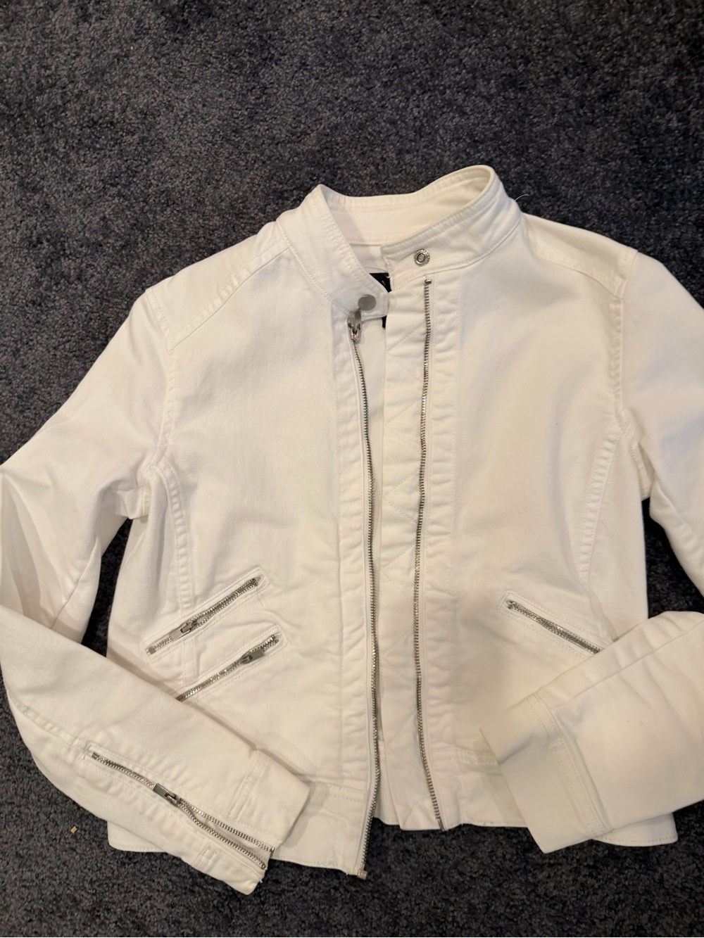 Banana Republic White Women's Zip-Front jean Jacket